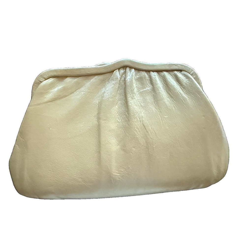 Vintage Taupe Leather Handbag Beige Convertible Clutch